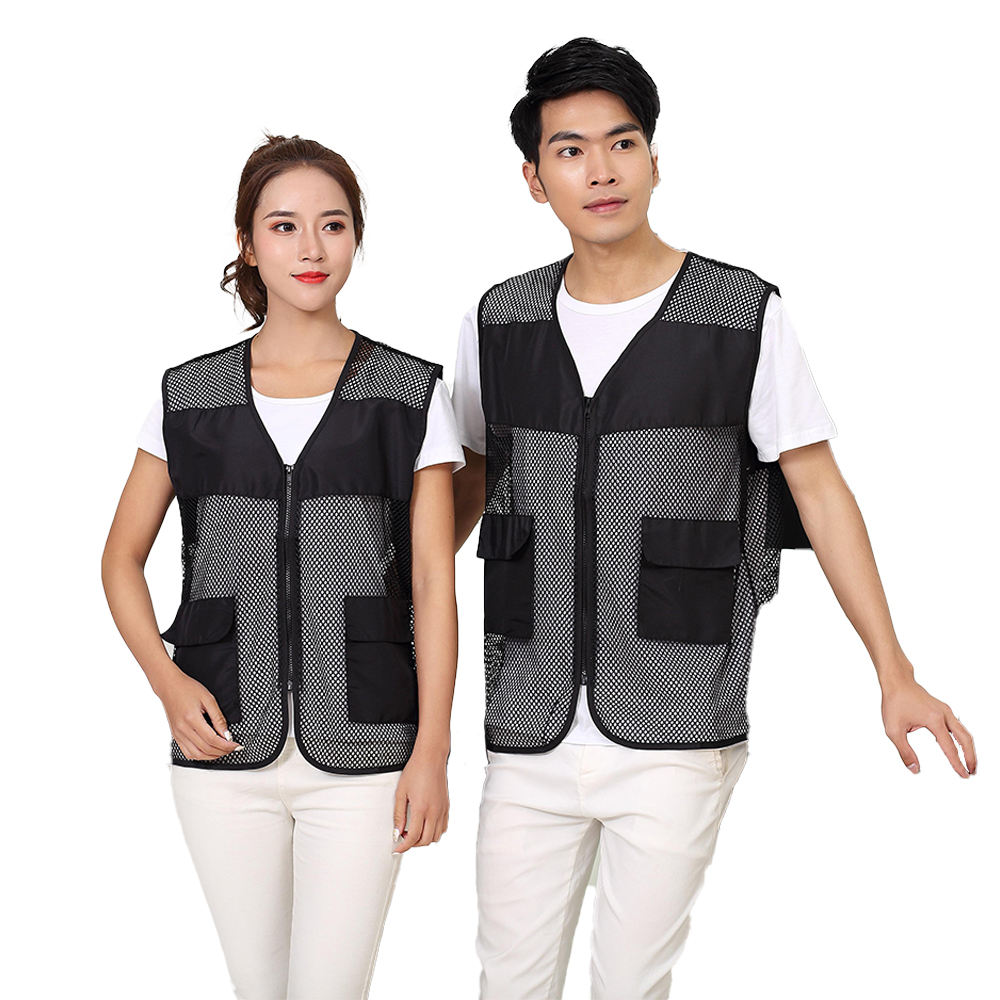 Improvment Sports Customized Black Reflective Safety Vest Company Logo With Pockets Custom Color Fluorescent Visibility Work Class 2 Safety Vest